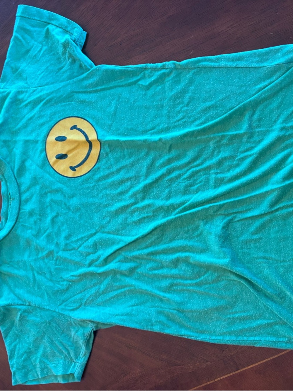 Aviator Nation Teal Kids Tee with Yellow Smile Graphic